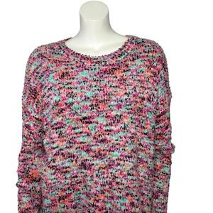 Umgee Sweater 1XL Boucle Pink Multicolor Long Sleeve